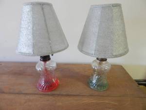 lot 2802 image: Matching Oil Lamps, (sm)