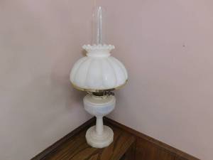 lot 2751 image: Aladin Kerosene Oil Lamp- Milk Glass