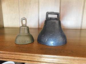lot 2932 image: Two metal bells.