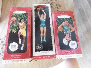 lot 2821 image: Hallmark Ornaments- Magic, The Bird and Grant Hill