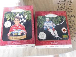lot 2829 image: Hallmark keepsake ornaments- Gretsky & Jeff Gordon...