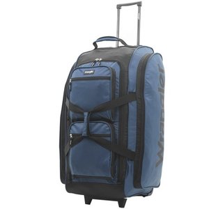 lot 10395 image: Wrangler 30 multi-pocket rolling duffel with telescopic handle Navy