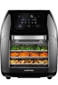 lot 10397 image: Chefman Multifunctional Digital Air Fryer Rotisserie, Dehydrator, Convection Oven, 17 Touch Screen Presets Fry, Roast, Dehydrate & Bake, Auto Shutoff, Accessories Included, XL 10L Family Size, Black