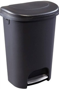 lot 10404 image: Rubbermaid Classic 13 Gallon Premium Step-On Trash Can with Lid and Stainless-Steel Pedal, Black Waste Bin for Kitchen