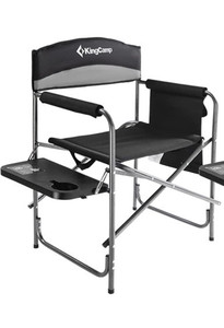 lot 10407 image: KingCamp Heavy Duty Camping Directors Chairs Supports 400lbs for Adults, Padded Folding Portable Camping Chair with Side Table Storage Pockets Carry Straps