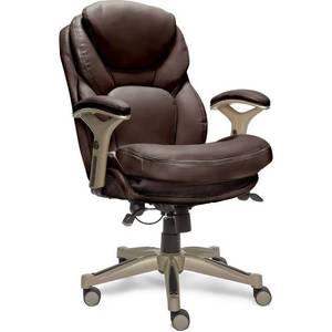 lot 10414 image: $$$ Serta Bonded Leather Office Chair with True Wellness BIM Tech 250 lb. Capacity Brown
