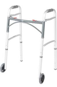 lot 10415 image: Drive Medical 10210-1 Deluxe 2-Button Folding Walker with Wheels