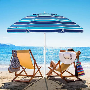 lot 20015 image: Bumblr 6.5ft Beach Umbrella with Sand Anchor & Tilt Mechanism Heavy Duty Outdoor Sunshade Portable Umbrella with Carry Bag Wind Resistant UV Protection for Sand Beach Garden Outdoor