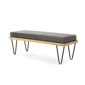 lot 20029 image: Christopher Knight Home Elisha Industrial Modern Microfiber Bench, Slate  Matte Black