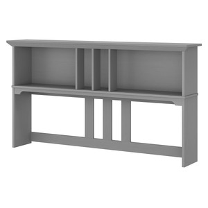 lot 20042 image: Bush Furniture Salinas Farmhouse 60W Hutch with Storage in Cape Cod Gray - fits L Shaped Desk (sold separately)