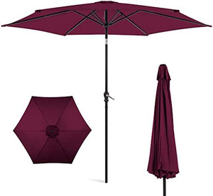 lot 20044 image: Best Choice Products 10ft Outdoor Table Compatible Steel Polyester Market Patio Umbrella wCrank and Easy Push Button Tilt, Burgundy