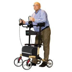 lot 30320 image: HFK-9223 ELENKER� Upright Walker Stand Up Folding Rollator Walker With 10� Front Wheels Backrest Seat And Padded Armrests For Seniors And Adults Champagne