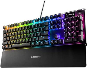lot 30327 image: SteelSeries Apex 3 Hybrid Mechanical Gaming Keyboard � Per-Key RGB Illumination � Aircraft Grade Aluminum Alloy Frame � OLED Smart Display (Hybrid Blue Switch)