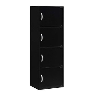 lot 30365 image: Hodedah - 4 Door Enclosed Multipurpose Storage Cabinet for Home or Office, Beech