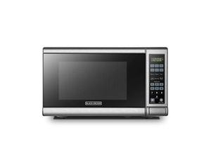 lot 30368 image: BLACKDECKER EM720CB7 Digital Microwave Oven with Turntable Push-Button Door, Child Safety Lock, 700W, Stainless Steel, 0.7 Cu.ft
