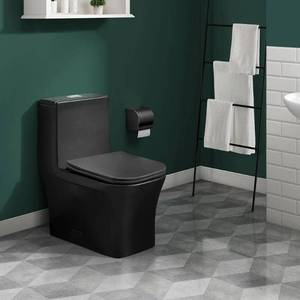 lot 40825 image: Swiss Madison Concorde One-Piece Square Toilet Dual-Flush in Matte Black 1.11.6 gpf
