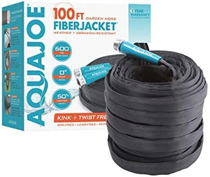 lot 40828 image: Aqua Joe AJFJH100-58-PRO FiberJacket Non-Expanding Kink-Free Garden, RV, Marine and Camper Hose, Ultra-Lightweight, Drinking Water Safe, 100-Foot x 58-Inch