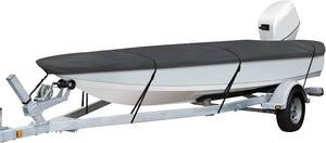 lot 10401 image: Classic Accessories StormPro Heavy-Duty Boat Cover Fits boats 14 ft - 16 ft long x 75 in wide
