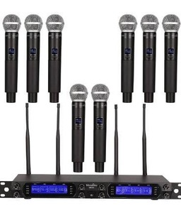 lot 6080 image: MicrocKing Wireless Microphone System, UHF 8-Channels Cordless Mic Set with Metal Handheld Mics, Rugged Metal Build, 300ft, Ideal for KaraokePartyDJWeddingSpeechOutdoor Events(MK-280)