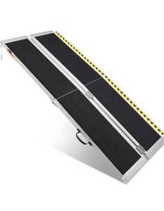 lot 6081 image: Non-Skid Wheelchair Ramp 6FT, Threshold Ramp with a Non-Slip Surface, Portable Aluminum Foldable Mobility Scooter Ramp, for Home, Steps, Stairs, Doorways, Curbs