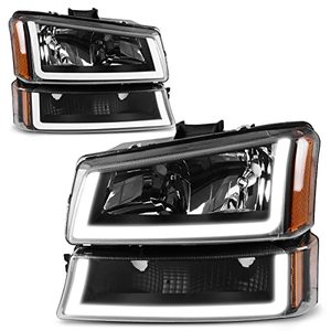 lot 6082 image: AUTOSAVER88 Compatible with 2003 2004 2005 2006 Chevy Avalanche Silverado 1500 2500 35002007 Chevrolet Silverado Classic Pickup Headlight Assembly Headlamp Black Housing with Turn Signal Lamp