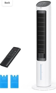 lot 6106 image: Dreo Evaporative Air Cooler, 40 Cooling Fan with 80° Oscillating, Humidifying, Removable Water Tank, Filter, Ice Packs, Remote Control, 3 Speeds, 7H Timer, Personal Swamp Cooler, White, DR-HEC001