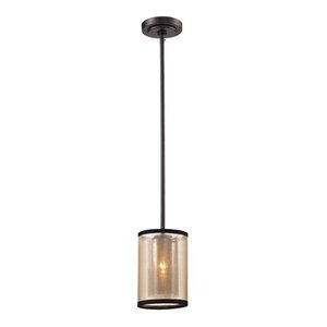 lot 6112 image: Diffusion 1-Light Mini Pendant in Oiled Bronze with Organza and Mercury Glass