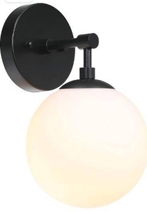lot 6113 image: XiNBEi Lighting Wall Light 1 Light Vintage Wall Sconce with Globe Glass, Bathroom Vanity Light in Matte Black for Bathroom & Bedroom XB-W1211-MBK