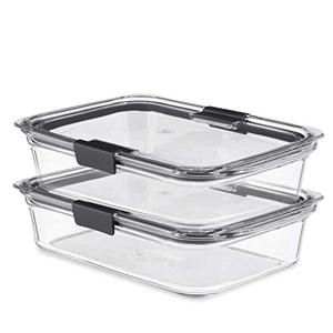 lot 6115 image: Rubbermaid 2118315 Brilliance Glass Storage 8-Cup Food Containers with Lids, 2-Pack (4 Pieces Total), BPA Free and Leak Proof, Large, Clear