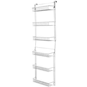 lot 6122 image: Lavish Home (White) 6-Tier Adjustable Pantry Shelves and Door Rack for Home Organization and Storage, (L) 19 x (W) 5 x (H) 56-64