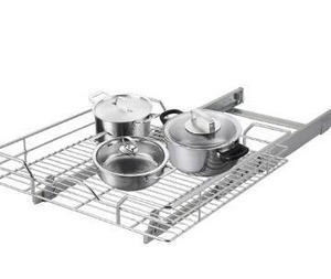 lot 6126 image: Pull Out Cabinet Organizer14W x 21D x 5H ), 1 Tier Heavy Duty Slide Out Kitchen Cabinet Shelves, Sliding Drawer for Cabinet , Wire Frame, Chrome Finish