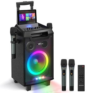 lot 6141 image: VeGue Karaoke Machine, Bluetooth Speaker PA System for Adults & Kids with 2 Wireless Microphones, 8 Subwoofer, Wireless Singing Machine for Christmas Party, Wedding, Gathering(VS-0866)