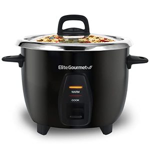 lot 6167 image: Elite Gourmet ERC2010B# Electric 10 Cup Rice Cooker with 304 Surgical Grade Stainless Steel Inner Pot Makes Soups, Stews, Grains, Cereals, Keep Warm Feature, 10 cups cooked (5 Cups uncooked), Black
