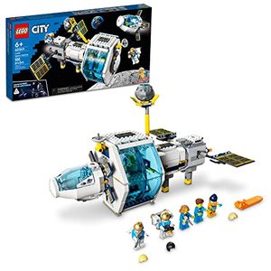 lot 64957 image: LEGO City Lunar Space Station 60349 Building Kit for Kids Aged 6 and Up Includes a Docking Space Capsule, Science and Botany Labs and a Sleeping Quarters for The 5 Astronaut Minifigures (500 Pieces)