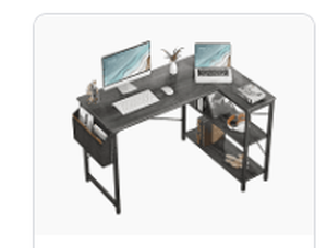lot 64966 image: Small L Shaped Computer Desk, Homieasy 47 Inch L-Shaped Corner Desk with Reversible Workstation, Modern Simple Style Writing Desk Table Black Oak
