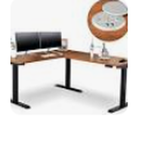 lot 64967 image: (TOP ONLY)BRODAN Electric Standing Desk, Adjustable Height Office Desk, L Shape - Walnut