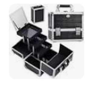 lot 64974 image: Joligrace Makeup Box Train Case Large Storage Capacity Portable Travel Cosmetic Organizer with Compartments and 2-Tier Trays with Mirror, Lockable with Keys - Black Pattern