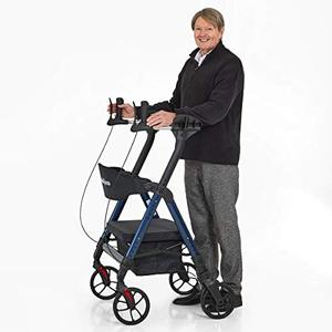 lot 64973 image: OasisSpace Heavy Duty Upright Walker with Seat - Walkers for Seniors Support up 450 lbs with Upgrade Armrest, Bariatric Forearm Walker with Oversize Padded Seat & Backrest