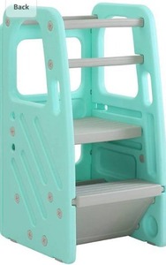 lot 6179 image: SDADI Childrens Step Stool with Three Adjustable Heights, Plastic Kitchen Learning Stool for Toddlers, Green PLT01GN