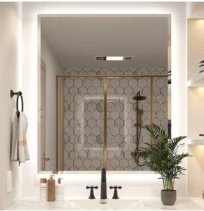 lot 6186 image: IOWVOE 36 x 30 Inch LED Backlit Bathroom Mirror with Lights, Anti-Fog, Dimmable Vanity Mirror Wall Mounted Makeup Memory Mirror, with Touch Switch Adjustable Brightness 6400K (Vertical & Horizontal)