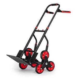 lot 6193 image: Monibloom 6 Wheels Stair Climbing Hand Truck, 441 Capacity Heavy-Duty Collapsible Luggage Dolly Cart w Handles, BlackRed