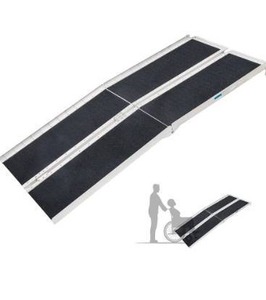 lot 6195 image: 7FT Folding Wheelchair Ramp FACHNUO Slip-Resistant Widened 84Lx31.3W Aluminum Portable Mobility Scooter Ramps for Doorways, Steps, Stairs, Threshold Holds up to 600lbs