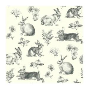 lot 6201 image: York Wallcoverings Bunny Toile Spray and Stick Removable Wallpaper, Black  White