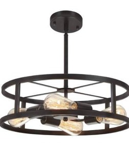 lot 6231 image: Heircido 4-Lights Kitchen Island Light, Adjustable Height Round Farmhouse Light Fixture, 16.53 Wide All Metal Pendant Lighting for Dining Room, Bedroom, Hallway, Entryway