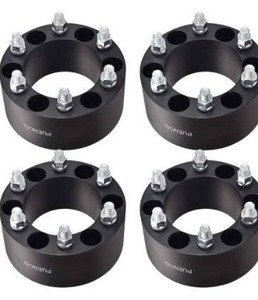 lot 6236 image: PUENGSI 6X5.5 Wheel Spacer 3 Fits Chevy Silverado GMC Sierra 1500 HD 6x5.5 to 6x5.5 Wheel Adapters & Spacers(75mm) (139.7mm) Thread Pitch M14x1.5 Hub Bore 108mm 4PCS Black Forged Hubcentric