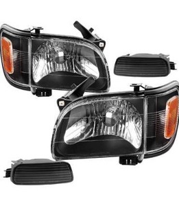 lot 6248 image: AUTOSAVER88 Headlight Assembly Compatible with Tacoma 2001-2004 Pickup Truck Replacement Headlights Black Housing with Amber Reflector Clear Lens  Bumper Lights