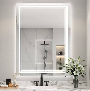 lot 6250 image: IOWVOE 24 x 36 Inch LED Mirror for Bathroom,Adjustable 3 Colors WhiteWarmNatural Lights Wall Mounted Vanity Mirror Fog Free Dimmable Lights Brightness Memory (Vertical & Horizontal
