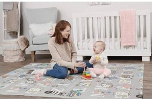 lot 6251 image: Regalo Sensory & Learning My Play Mat, Foldable & Reversable, Waterproof, Bonus Kit, Includes Travel Case with Carry Strap, Grey