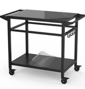 lot 6256 image: 20x 32 Double-Shelf Movable Grill Table, Outdoor BBQ Table, Multifunctional Outdoor Kitchen Cart