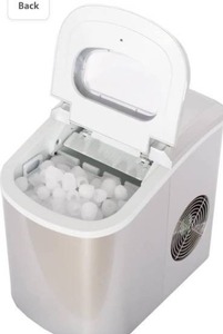 lot 6284 image: SMETA Countertop Ice Maker Portable Nugget Ice Machine Chewable Compact Mini Ice Chip Maker Nugget Machine Produce 26lbs per Day Bullet Ice Cube, Silver